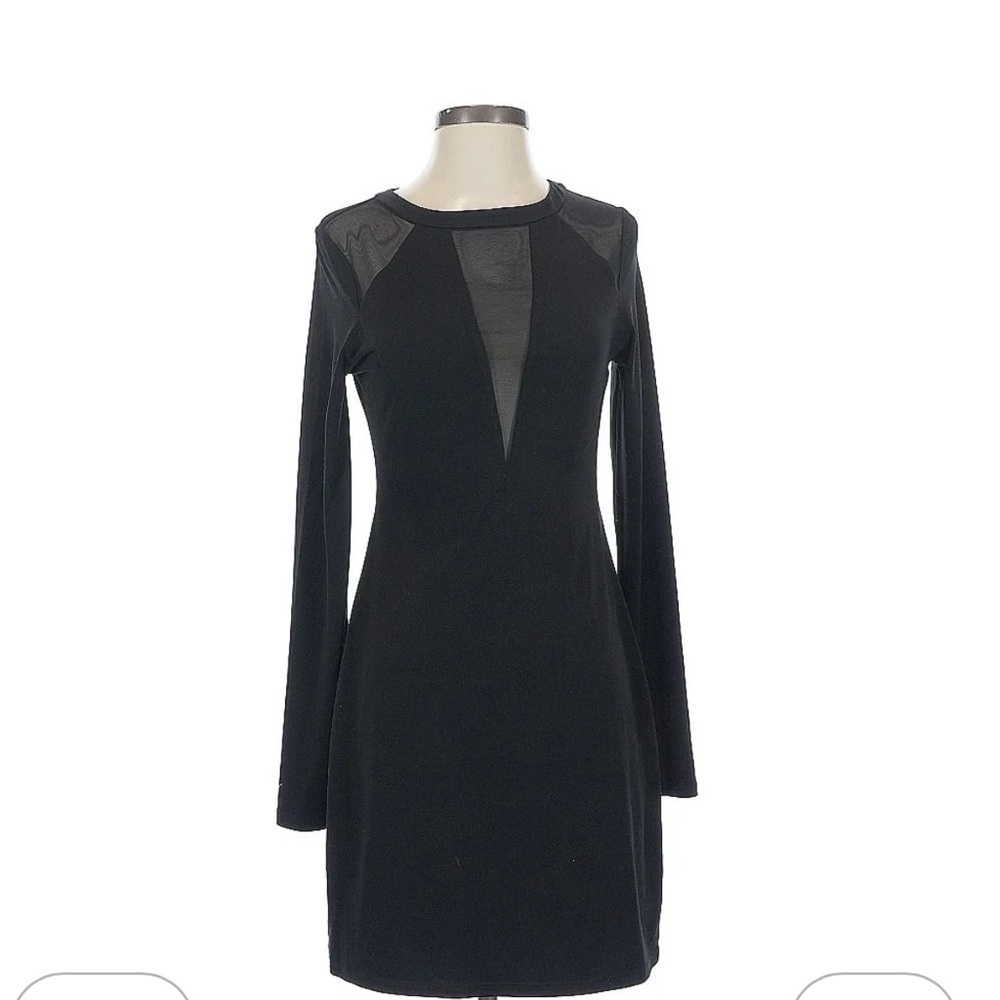 Express Black Long Sleeve sheer mesh Dress
